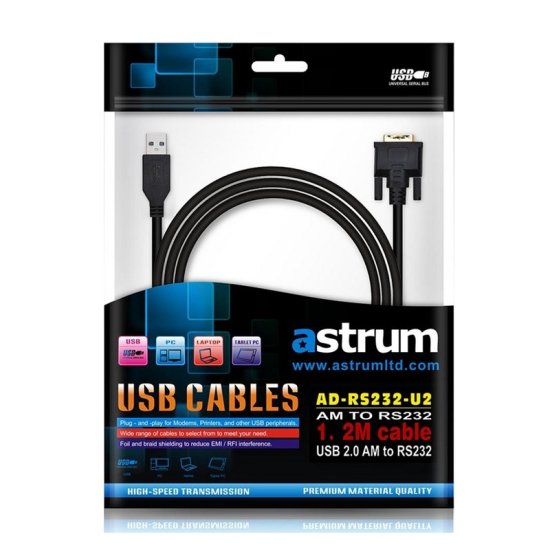 ASTRUM PASSIVE ADAPTER USB - SERIAL/RS232 M-M BLUE - Click Image to Close