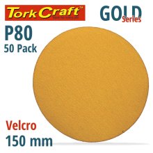 Tork Craft Gold Velcro Disc (50 Pieces) 80 Grit 150mm Without Hole