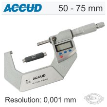 Accud Accud Digital Outside Micrometer,Ip65, 50-75mm (0.001mm) With Calibrai