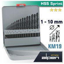 Alpen HSS Sprint Drill Bit Set 19 Piece 1-10 X 0.5mm In Metal Case