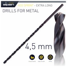 Alpen HSS Drill Bit 4.5mm 185 X 125 Extra Long