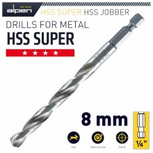 Alpen HSS Super Drill Bit Hex Shank 8mm