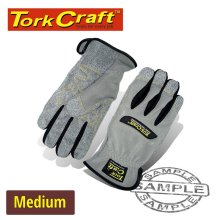 Tork Craft Mechanics Glove Medium Synthetic Leather Palm Spandex Back