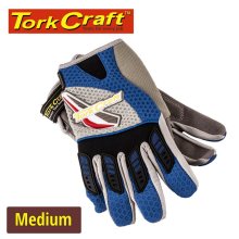 Tork Craft Mechanics Glove Medium Synthetic Leather Palm Air Mesh Back Blue