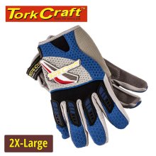 Tork Craft Mechanics Glove Xx Large Synthetic Leather Palm Air Mesh Back Blue