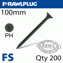 RAWLPLUG Drywall Screw Fine Thread 4.8Mmx100Mm X200-Box