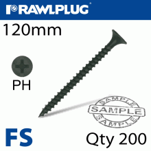 RAWLPLUG Drywall Screw Fine Thread 4.8Mmx120Mm X200-Box
