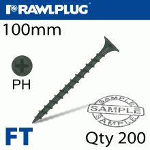 RAWLPLUG Drywall Screw Coarse Thread 4.8Mmx100Mm X200-Box