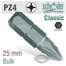 Schroder Pozi.No.4 1/4"Hex X 32mm Bulk