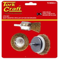 Tork Craft Wire Brush Set 3pce With 6mm Shaft End/Circ/Cup