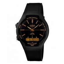 Casio Anadigi Black Dial Gold Numbers Watch - AW-90H-9EVDF
