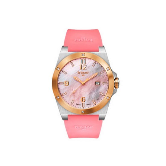 Traser Lady Pink 3-Hand Silicon Watch - Click Image to Close