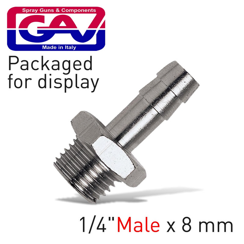 Gav Hose Adaptor 1/4"M X 8mm Packaged - Click Image to Close