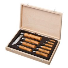 Opinel Collector's Tray 10 Carbon Knives - Wooden Lid