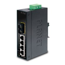 Planet IP30 Slim Type 4-Port Industrial Ethernet Switch + 1-Port 100Base-FX(15KM) (-40 - 75 C)