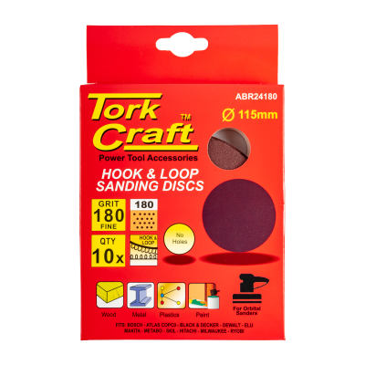 (image for) Sanding Disc 115mm 180 Grit 10/pack Hook And Loop
