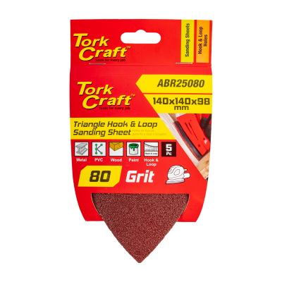 (image for) Sanding Triangle 80 Grit 140 X 140 X 98mm 5/pack W/h Hook And Loop