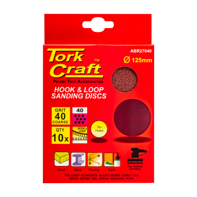 (image for) Sanding Disc 125mm No Hole 40 Grit 10/pack Hook And Loop
