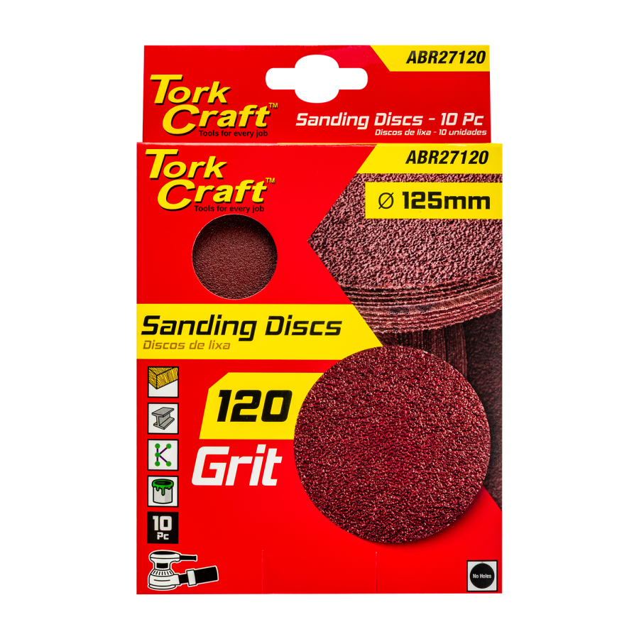 (image for) Sanding Disc 125mm No Hole 120 Grit 10/pack Hook And Loop