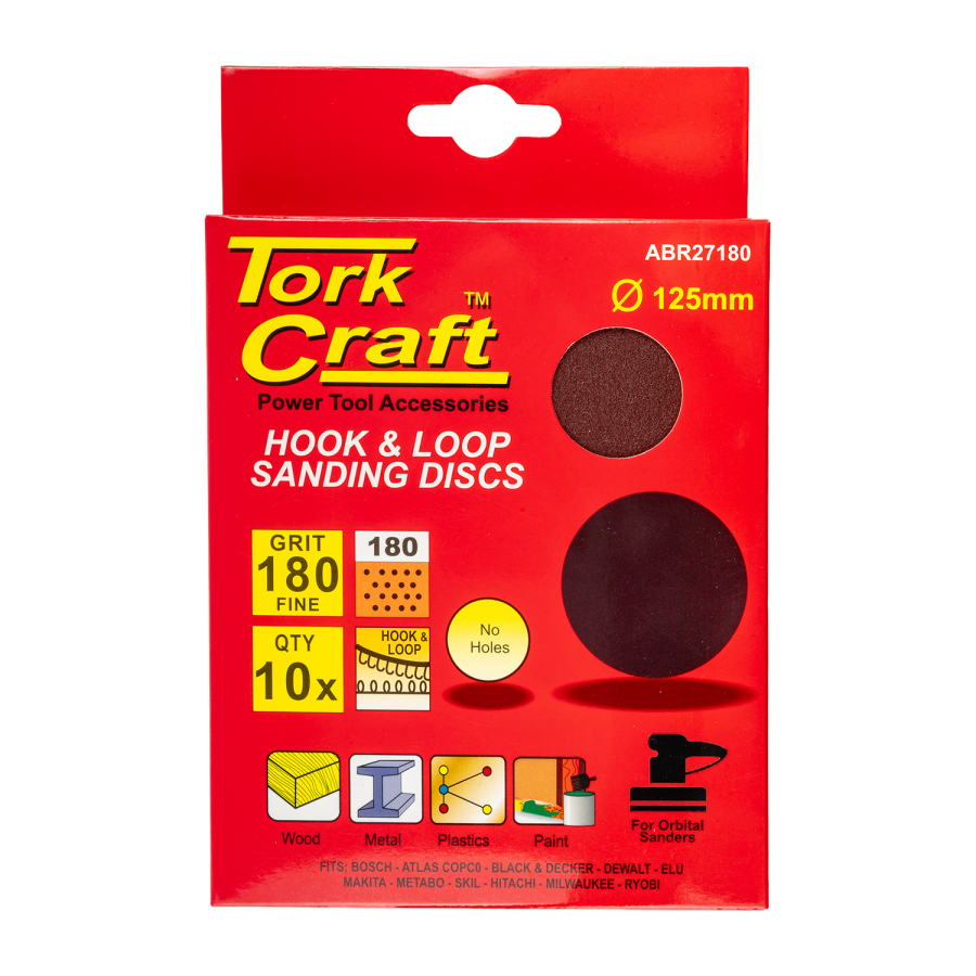 (image for) Sanding Disc 125mm No Hole 180 Grit 10/pack Hook And Loop