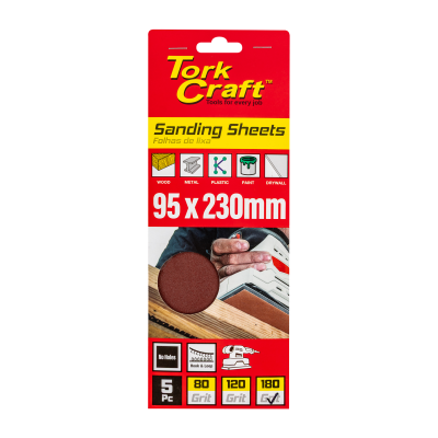 (image for) Sanding Sheet Orb 95 X 230mm 180gr Hook And Loop No Holes 5/pk
