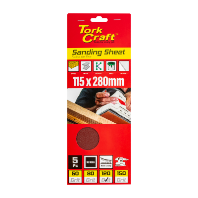 (image for) Sanding Sheet Orb 115 X 280mm 120 Grit No Holes 5/pk Hook And Loop