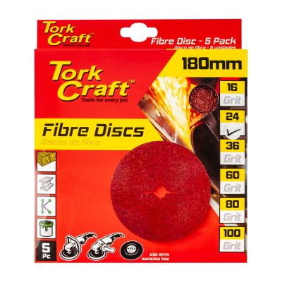 (image for) Fibre Disc 180mm 24 Grit 5 Pack