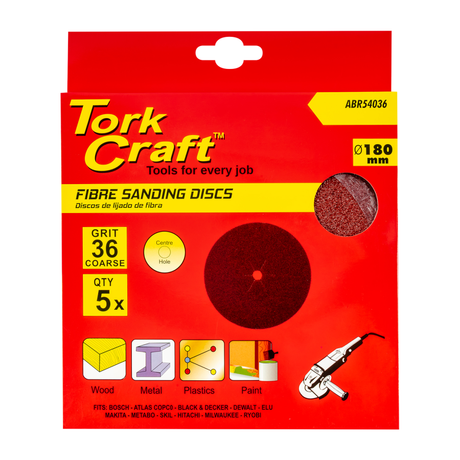 (image for) Fibre Disc 180mm 36 Grit 5/pack