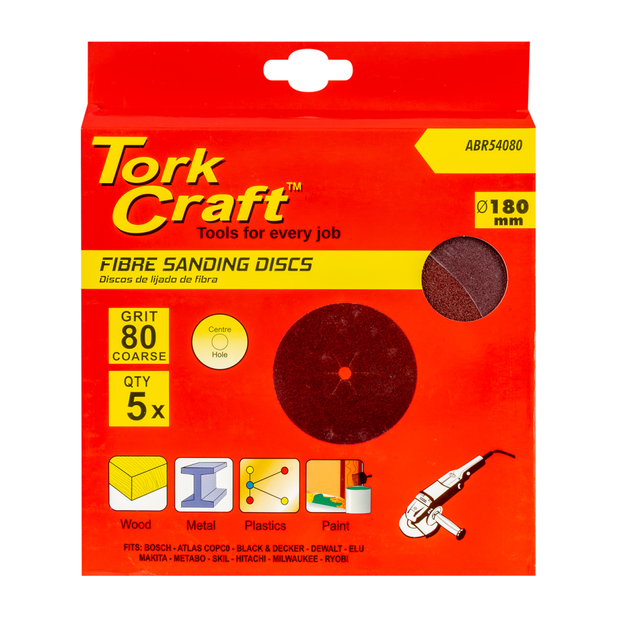 (image for) Fibre Disc 180mm 80 Grit 5/pack