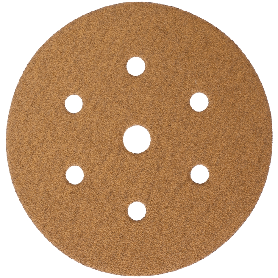 (image for) Gold Disc (50 Pieces) 80 Grit 150mm X 6+1 Holes Hook And Loop