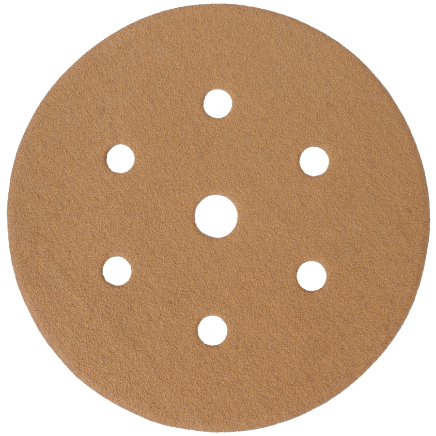 (image for) Gold Disc (50 Pieces) 120 Grit 150mm X 6+1 Holes Hook And Loop