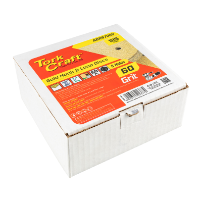 (image for) Gold Disc (50 Pieces) 60 Grit 125mm X 8 Holes Hook And Loop