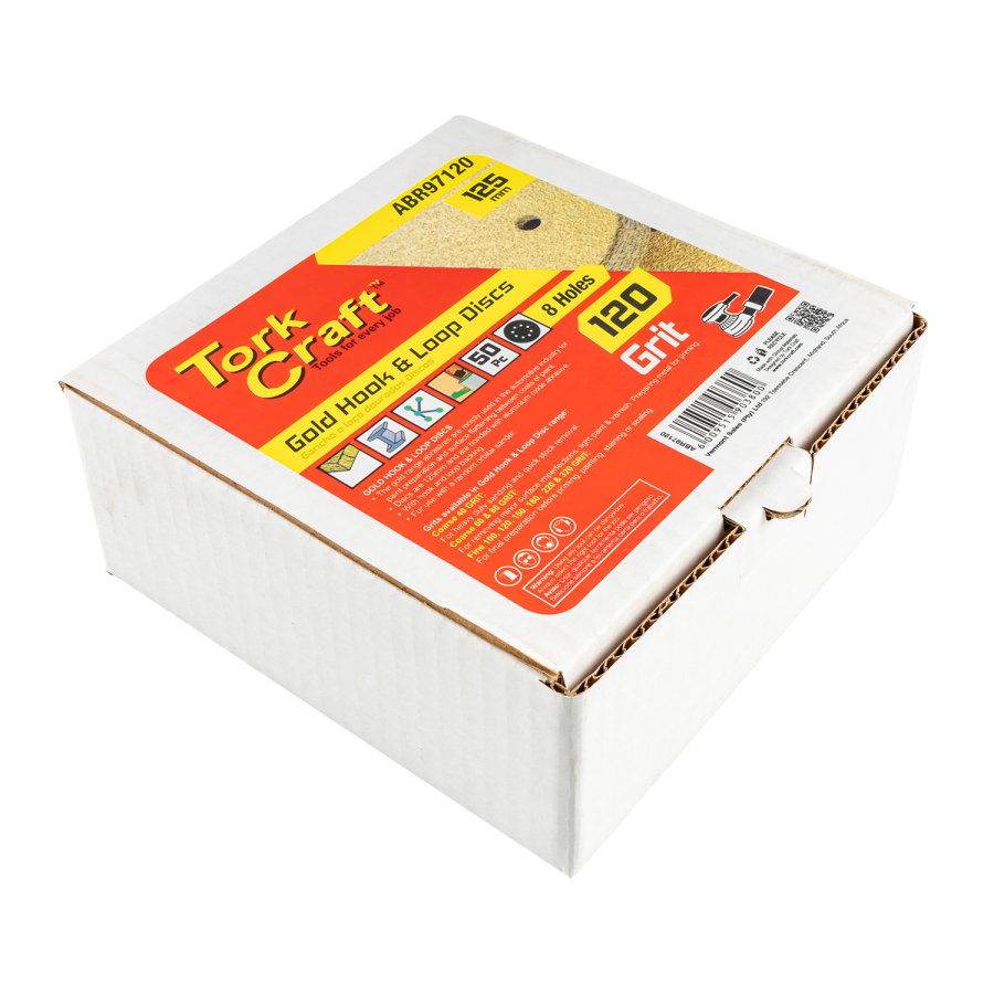 (image for) Gold Disc (50 Pieces) 120 Grit 125mm X 8 Holes Hook And Loop