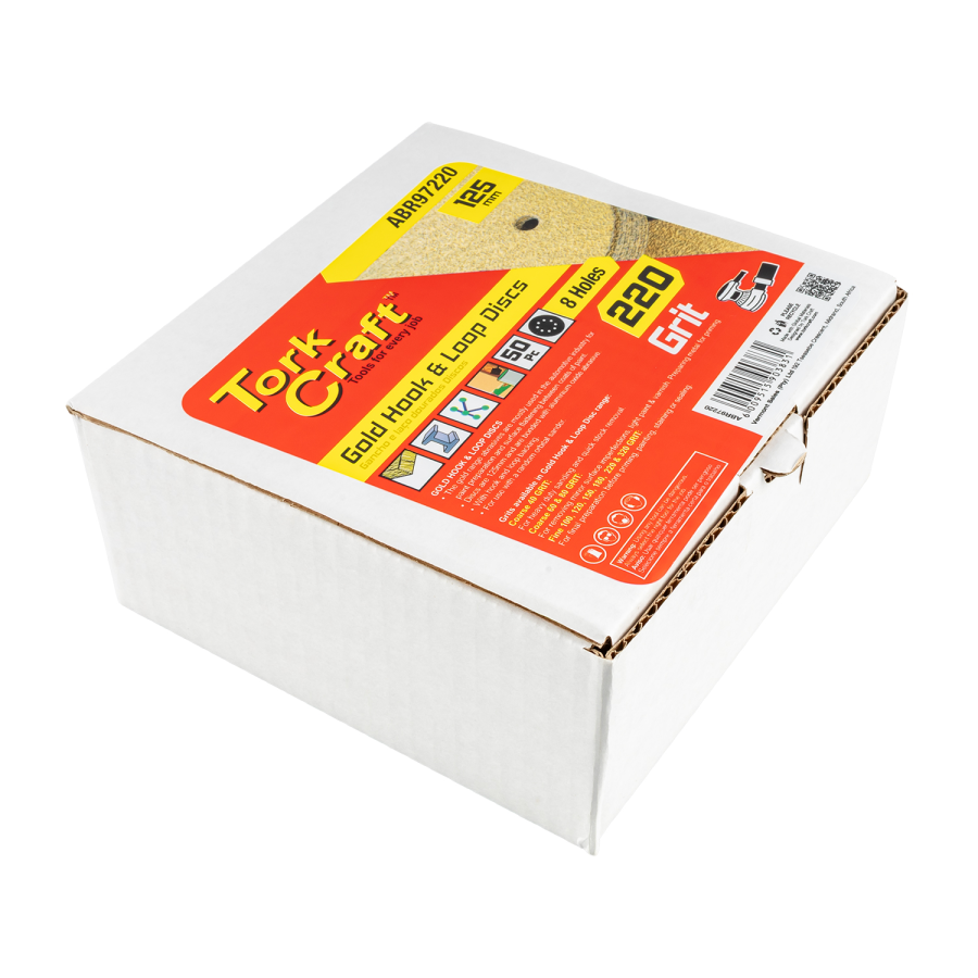 (image for) Gold Disc (50 Pieces) 220 Grit 125mm X 8 Holes Hook And Loop