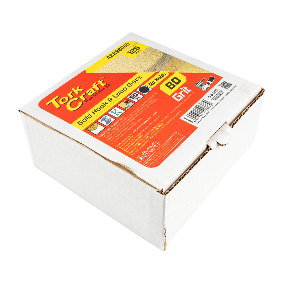 (image for) Gold Disc (50 Pieces) 80 Grit 125mm Without Hole Hook And Loop