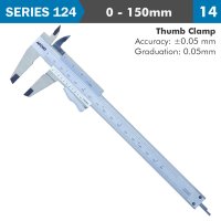 (image for) Vernier Caliper 150mm Auto Thumb Clamp 0.05mm Acc. 0.05mm Grad. S/stee