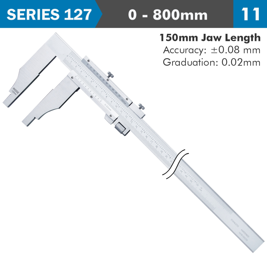 (image for) Vernier Caliper 800mm 0.08mm Acc. 150mm 0.02mm Grad S/steel