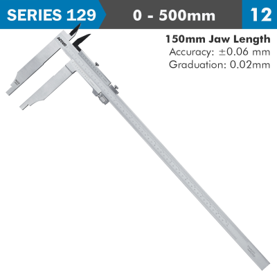 (image for) Vernier Caliper 500mm 0.06mm Acc. 150mm 0.02mm Grad S/steel