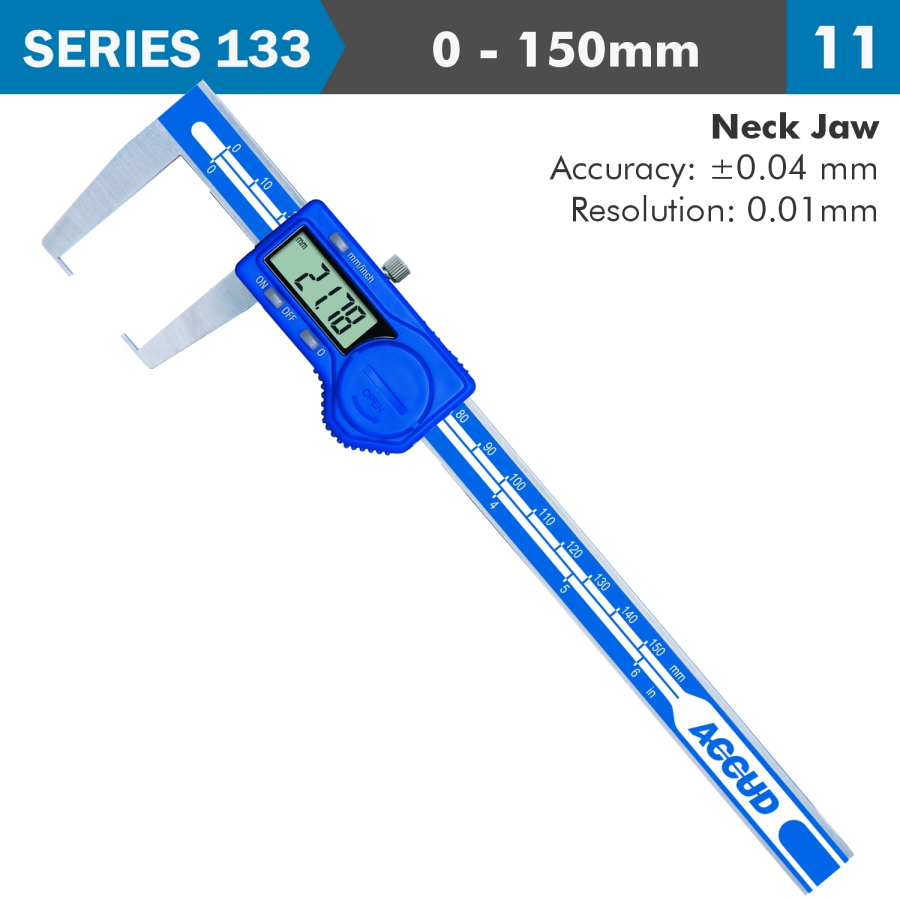 (image for) Dig. Caliper 150mm 0.04mm Acc. Outside Neck 0.01mm Res. S/steel