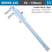 Vernier Caliper 22-150mm 0.04mm Acc. 0.02mm Grad. Inside Neck S/steel (image for) Vernier Caliper 22-150mm 0.04mm Acc. 0.02mm Grad. Inside Neck S/steel