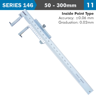 (image for) Vernier Caliper 50-300mm 0.06mm Acc. 0.02mm Grad. Inside Point S/steel