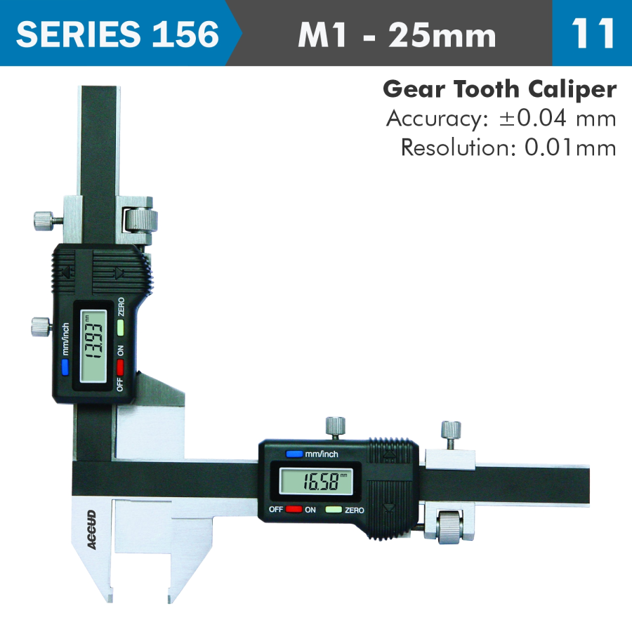 (image for) Dig. Caliper M1-25mm Offset Gear Tooth 0.04mm Acc. 0.01mm Res. S/steel