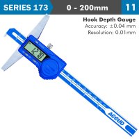 Dig. Caliper 200mm 0.04mm Acc. Hook Depth 0.01mm Res. S/steel (image for) Dig. Caliper 200mm 0.04mm Acc. Hook Depth 0.01mm Res. S/steel