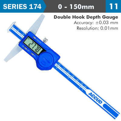 (image for) Dig. Caliper 150mm 0.03mm Acc. Double Hook Depth 0.01mm Res. S/steel