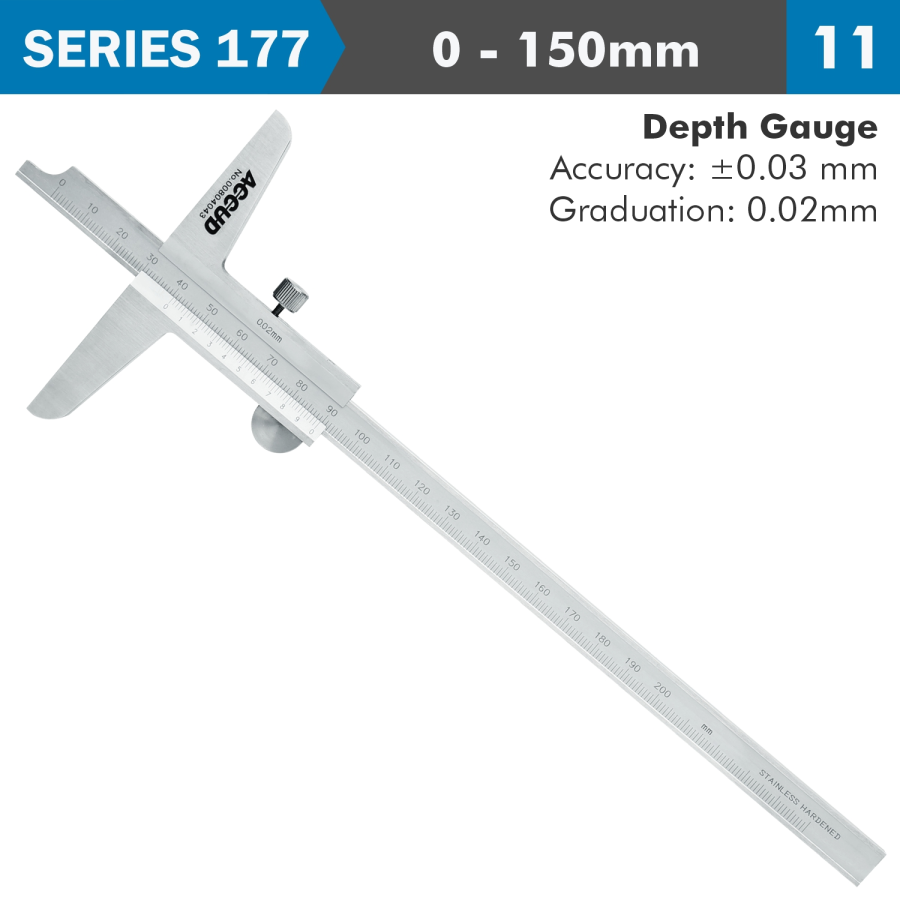 (image for) Vernier Depth Caliper 150mm 0.03mm Acc. 0.02mm Grad. S/steel