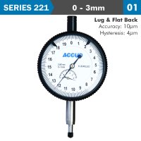 (image for) Dial Indicator 3mm 0.001mm Grad. Lug&flat Back