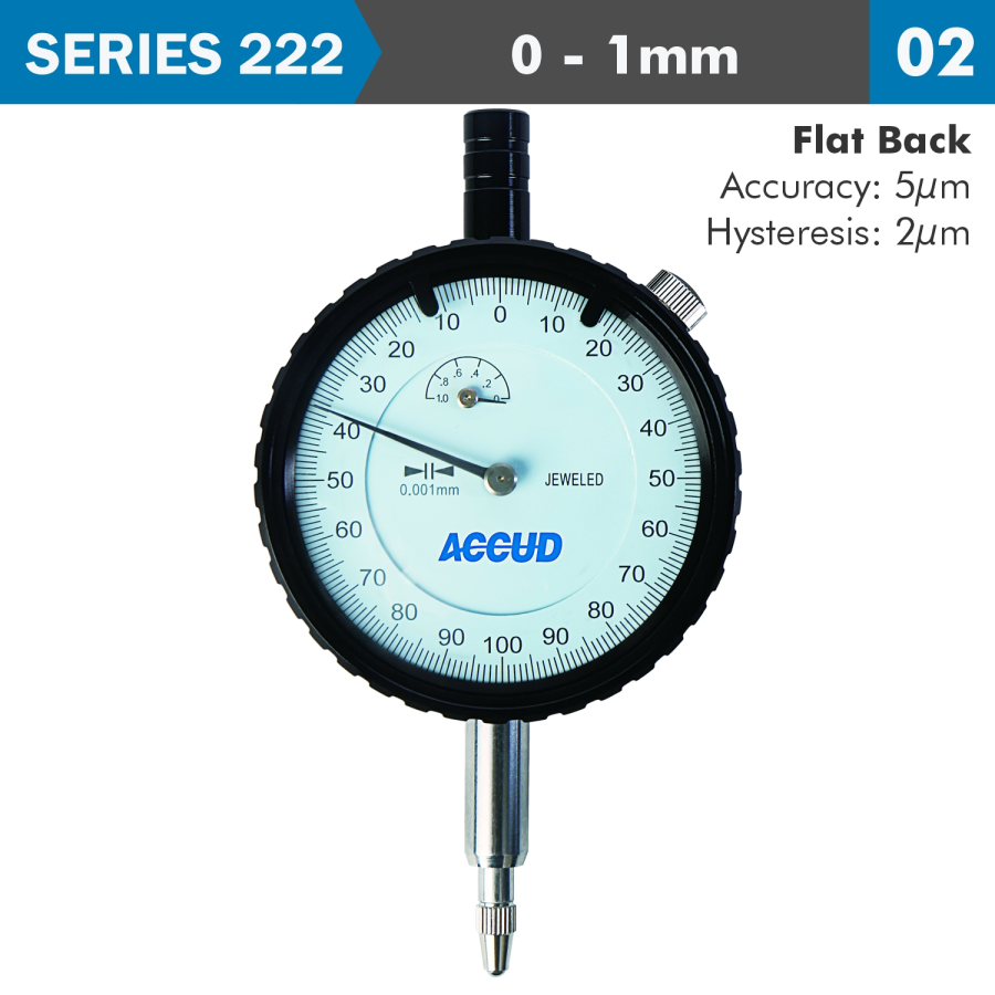 (image for) Dial Indicator 1mm 0.001mm Grad. Flat Back