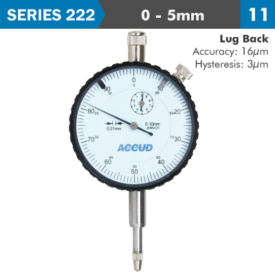 (image for) Dial Indicator 5mm 0.01mm Grad. Lug Back