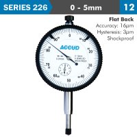 Shockproof Dial Indicator Flat Back 5mm (image for) Shockproof Dial Indicator Flat Back 5mm