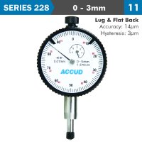 (image for) Dial Indicator 3mm Bezel 0.01mm Grad. Lug&flat Back